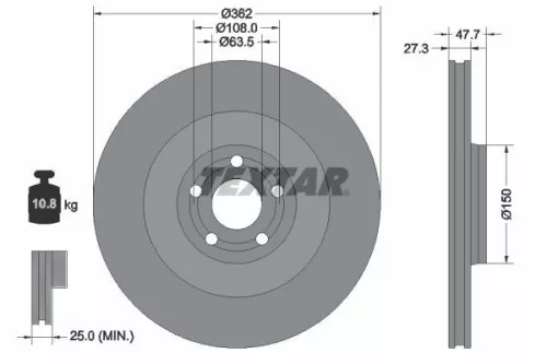 TEXTAR TEXTAR (92350805) 1x  TEXTAR Brake Disc 