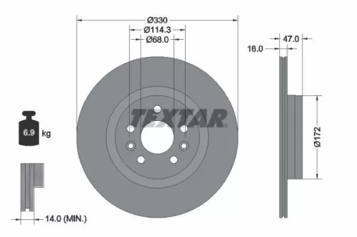 TEXTAR TEXTAR (92351803) 1x  TEXTAR Brake Disc 