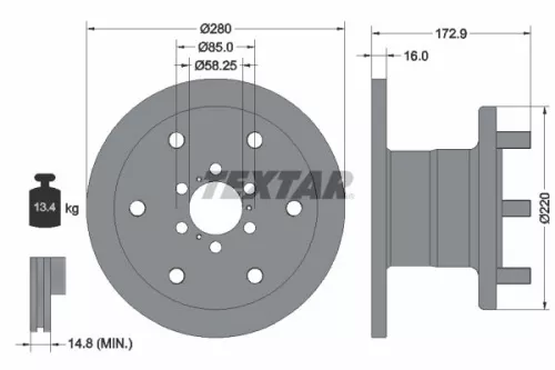 TEXTAR TEXTAR (93042801) 1x  TEXTAR Brake Disc 