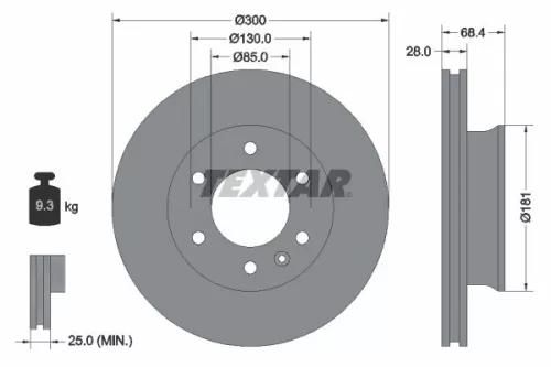 TEXTAR TEXTAR (93143203) 1x  TEXTAR Brake Disc 