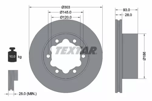 1x  TEXTAR Brake Disc