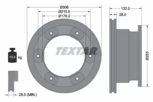 TEXTAR TEXTAR (93177703) 1x  TEXTAR Brake Disc 