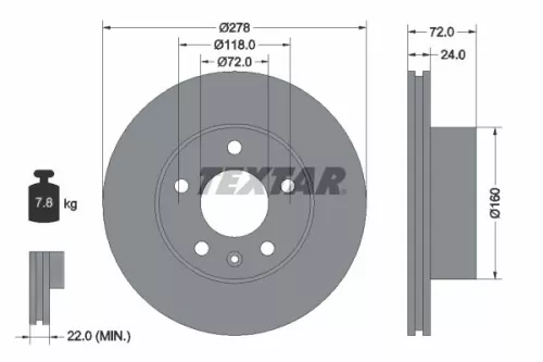 1x  TEXTAR Brake Disc