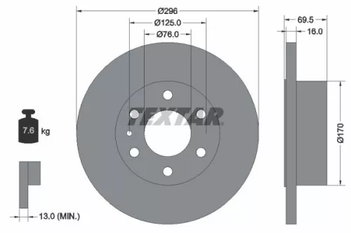 TEXTAR TEXTAR (93229100) 1x  TEXTAR Brake Disc 