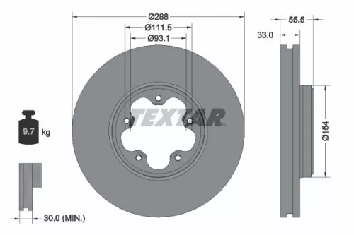 TEXTAR TEXTAR (93260603) 1x  TEXTAR Brake Disc 