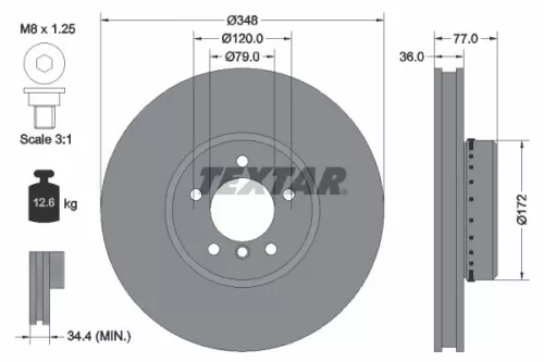 TEXTAR TEXTAR (92182425) 1x  TEXTAR Brake Disc 