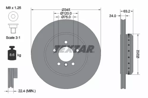 1x  TEXTAR Brake Disc