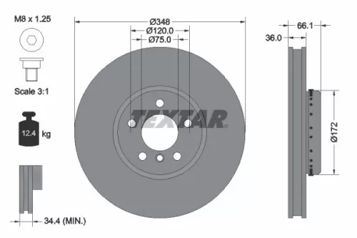 TEXTAR TEXTAR (92253725) 1x  TEXTAR Brake Disc 