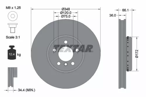 TEXTAR TEXTAR (92253825) 1x  TEXTAR Brake Disc 