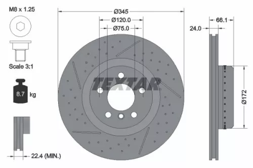 TEXTAR TEXTAR (92265225) 1x  TEXTAR Brake Disc 