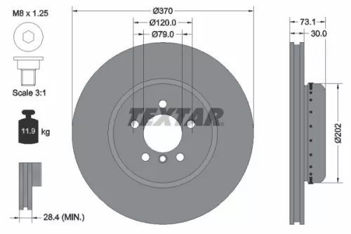 1x  TEXTAR Brake Disc