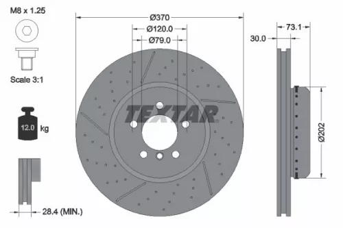 1x  TEXTAR Brake Disc