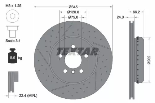 TEXTAR TEXTAR (92265525) 1x  TEXTAR Brake Disc 