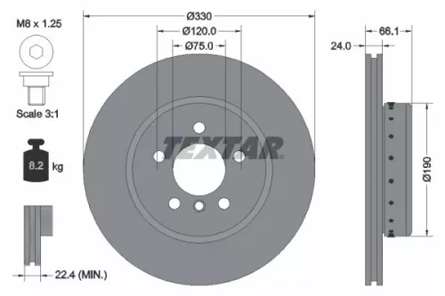 TEXTAR TEXTAR (92265825) 1x  TEXTAR Brake Disc 