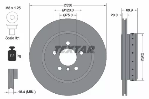 TEXTAR TEXTAR (92265925) 1x  TEXTAR Brake Disc 