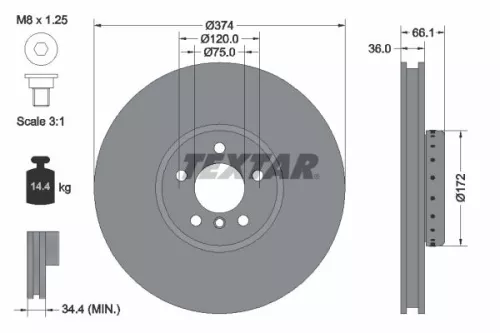 1x  TEXTAR Brake Disc