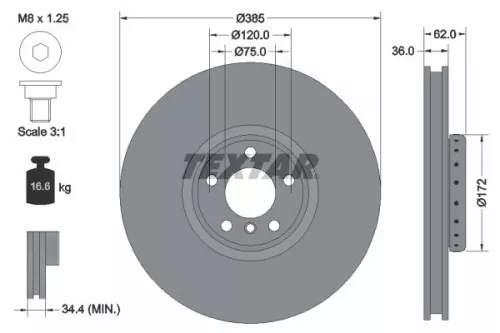 1x  TEXTAR Brake Disc