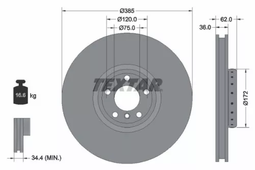 1x  TEXTAR Brake Disc