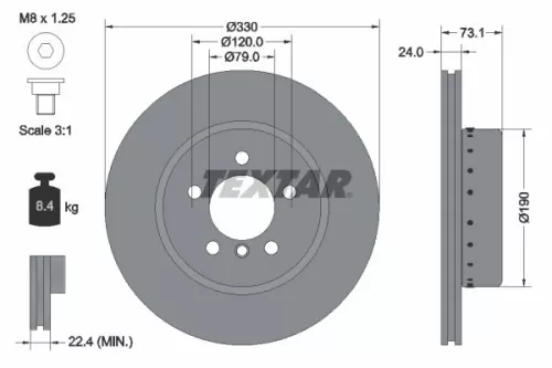 TEXTAR TEXTAR (92269725) 1x  TEXTAR Brake Disc 