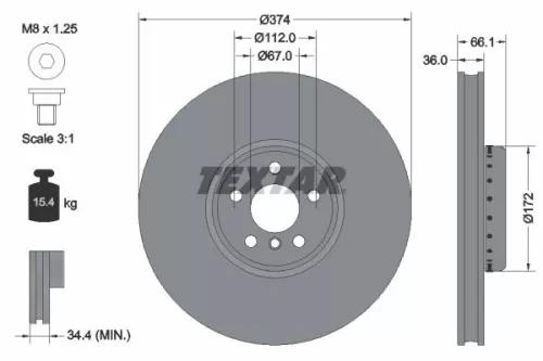 TEXTAR TEXTAR (92290225) 1x  TEXTAR Brake Disc 