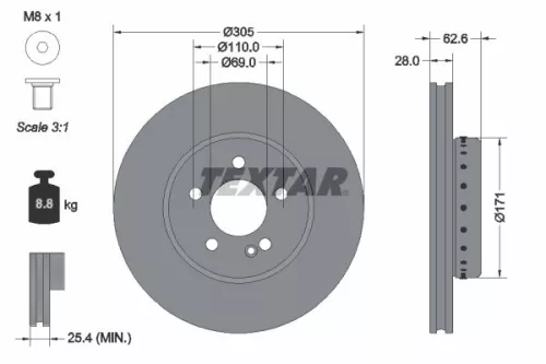 TEXTAR TEXTAR (92343625) 1x  TEXTAR Brake Disc 