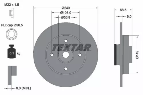 TEXTAR TEXTAR (92133303) 1x  TEXTAR Brake Disc 