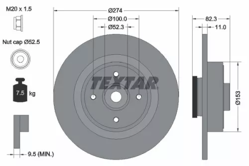 1x  TEXTAR Brake Disc