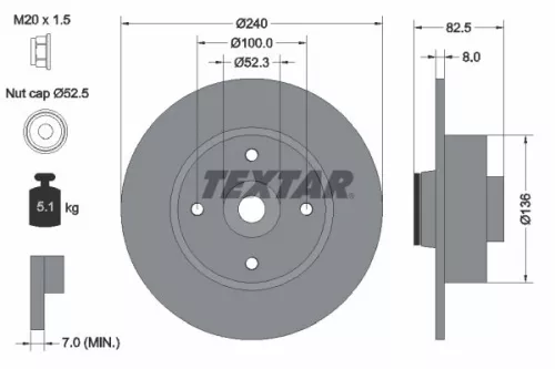TEXTAR TEXTAR (92154403) 1x  TEXTAR Brake Disc 