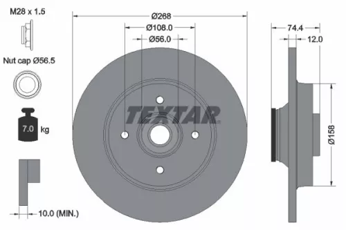 TEXTAR TEXTAR (92168703) 1x  TEXTAR Brake Disc 