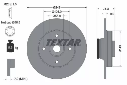 TEXTAR TEXTAR (92194103) 1x  TEXTAR Brake Disc 