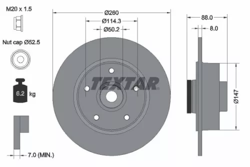 TEXTAR TEXTAR (92196003) 1x  TEXTAR Brake Disc 