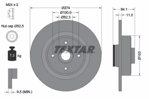 TEXTAR TEXTAR (92223203) 1x  TEXTAR Brake Disc 92223203 274 