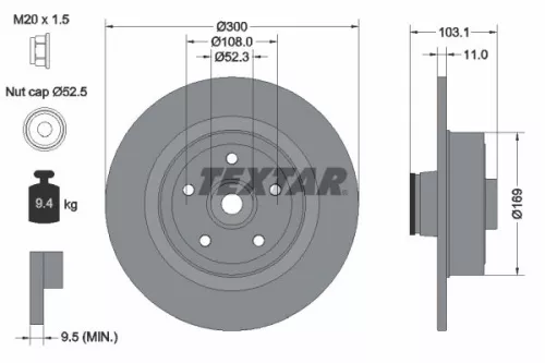 1x  TEXTAR Brake Disc