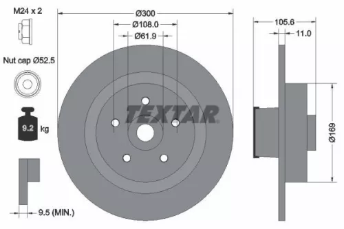 TEXTAR TEXTAR (92252903) 1x  TEXTAR Brake Disc 