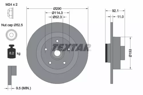 TEXTAR TEXTAR (92254103) 1x  TEXTAR Brake Disc 