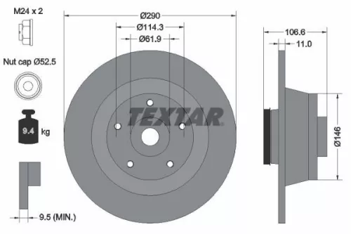 TEXTAR TEXTAR (92269603) 1x  TEXTAR Brake Disc 