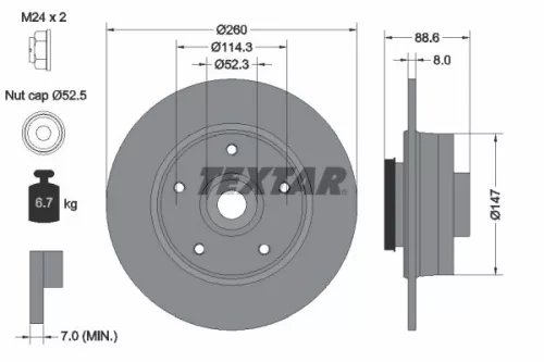TEXTAR TEXTAR (92291003) 1x  TEXTAR Brake Disc 