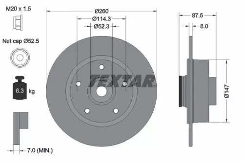 TEXTAR TEXTAR (92295203) 1x  TEXTAR Brake Disc 