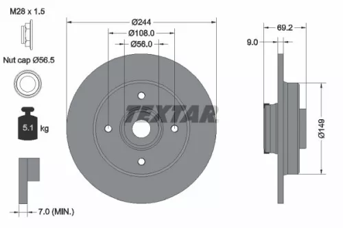 1x  TEXTAR Brake Disc