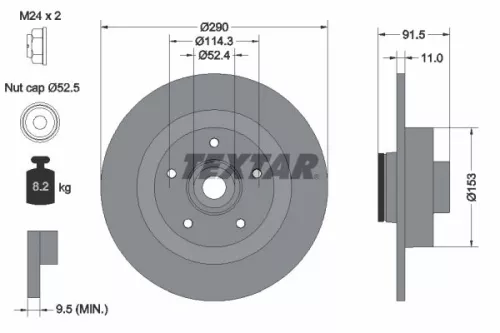 TEXTAR TEXTAR 92316503 1x TEXTAR 92316503 Brake Disc 
