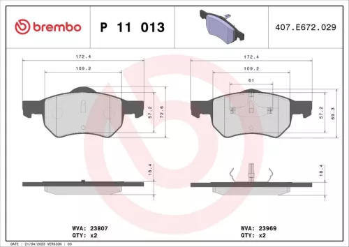 ABS ABS (11013) ABS 11013 Brake Pad Set 