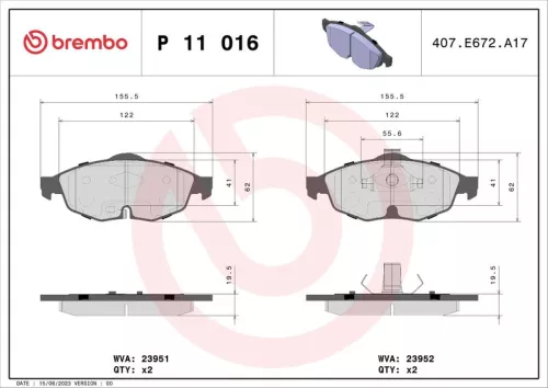 ABS ABS (11016) ABS 11016 Brake Pad Set 