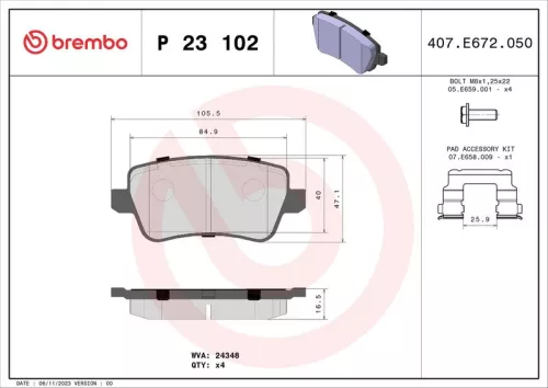 ABS Brake Pad Set, disc brake (P 23 102)