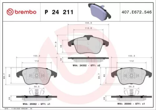 ABS Brake Pad Set, disc brake (P 24 211)