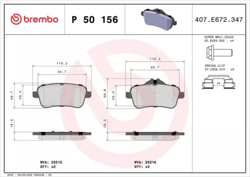 ABS Brake Pad Set, disc brake (P 50 156)