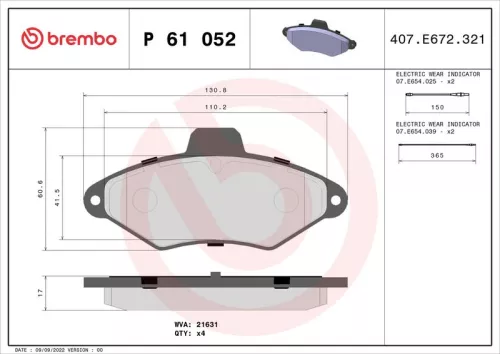 ABS Brake Pad Set, disc brake (P 61 052)