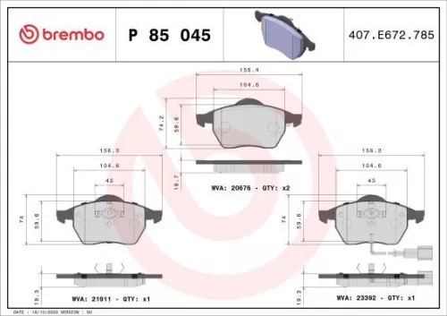 ABS Brake Pad Set, disc brake (P 85 045)
