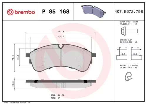ABS Brake Pad Set, disc brake (P 85 168)