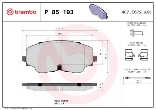 ABS Brake Pad Set, disc brake (P 85 193)